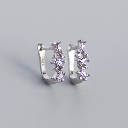 S925 Silver Micro-Inlaid Zircon Geometric U-Shaped Ear Buckle Wholesale Nihaojewelry