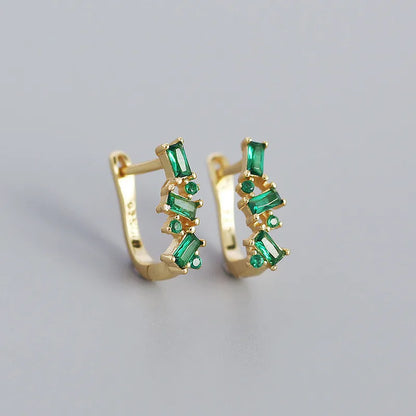 S925 Silver Micro-Inlaid Zircon Geometric U-Shaped Ear Buckle Wholesale Nihaojewelry