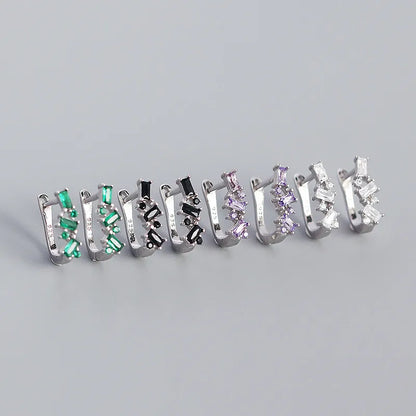 S925 Silver Micro-Inlaid Zircon Geometric U-Shaped Ear Buckle Wholesale Nihaojewelry