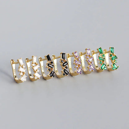 S925 Silver Micro-Inlaid Zircon Geometric U-Shaped Ear Buckle Wholesale Nihaojewelry