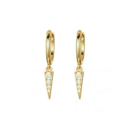 S925 Silver Needle Diamond-Studded Pointed Cone Triangle Earrings