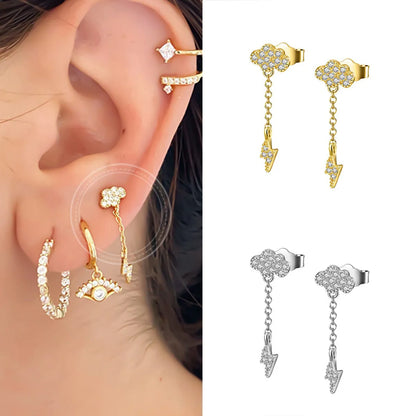 S925 Silver Needle European And American Micro-inlaid Multi-zircon Earrings Female