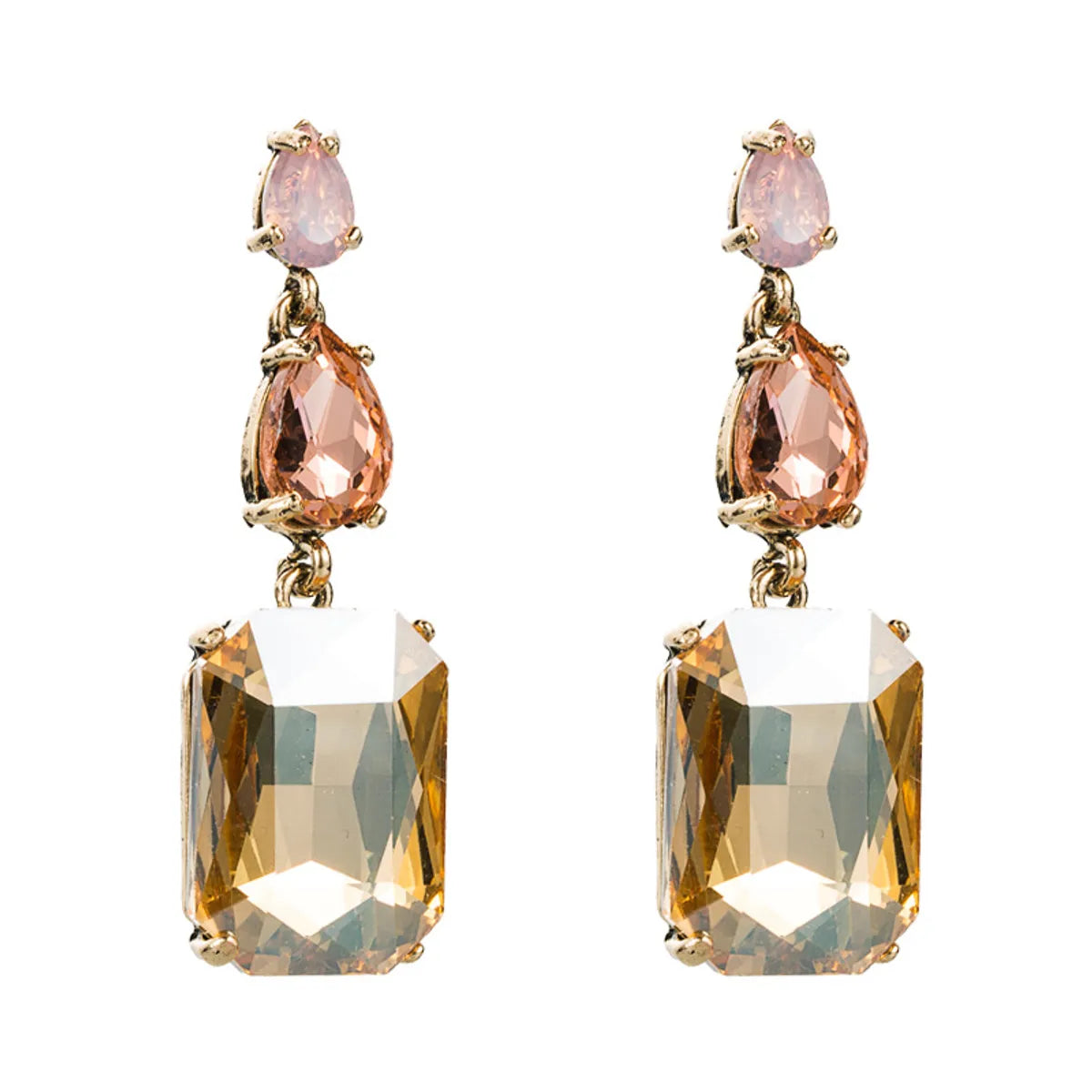 Fashion Geometric Diamond Alloy Artificial Gemstones Earrings