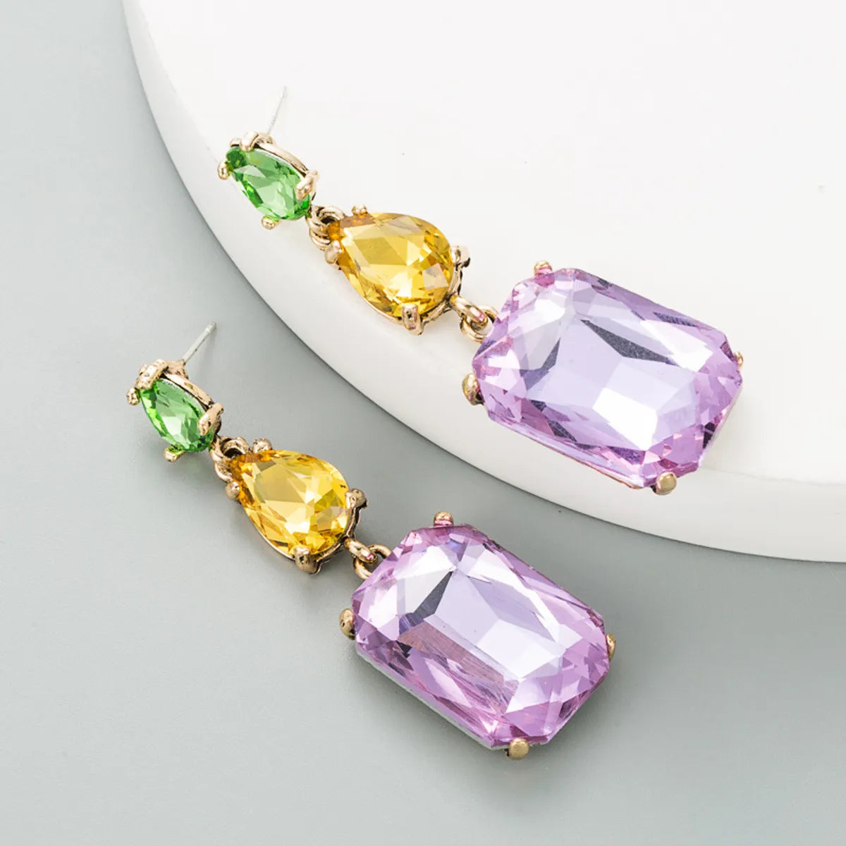 Fashion Geometric Diamond Alloy Artificial Gemstones Earrings