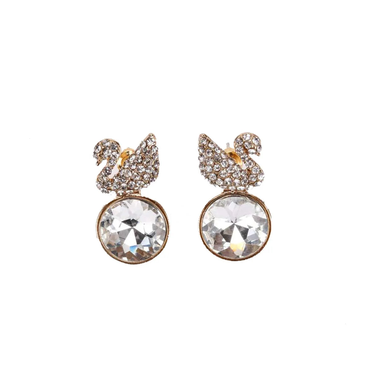 S925 Silver Needle Korean Rhinestone Love Swan Girl Texture Earrings Wholesale Nihaojewelry