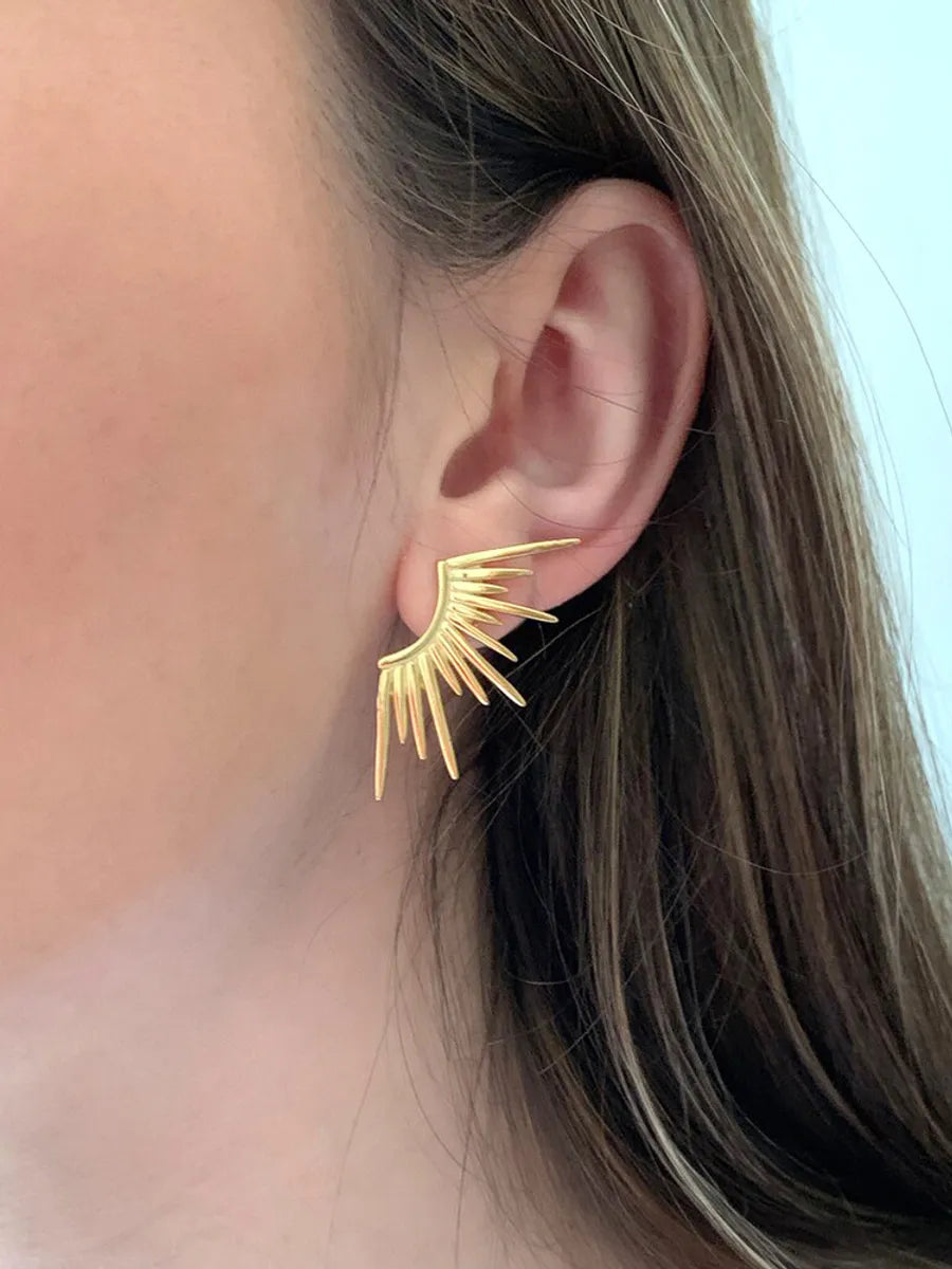 S925 Silver Needle Plated 18k Gold Simple Small Sun Earrings Personality Fashion Geometric Earrings