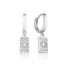 S925 Silver Needle Simple Retro Pattern Rectangular Ear Clip