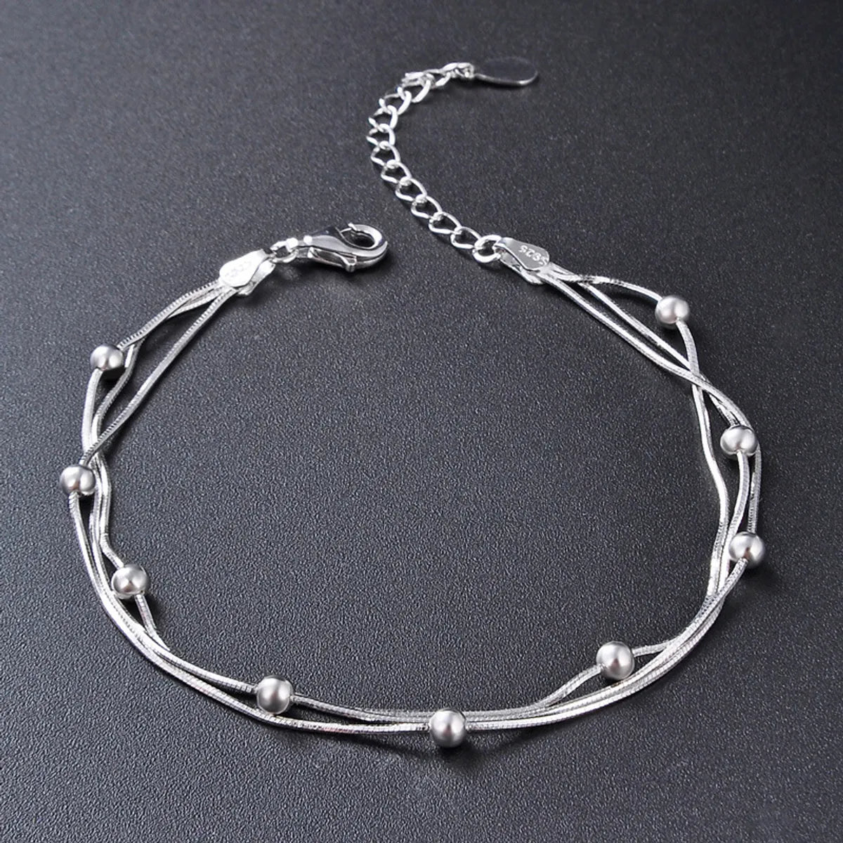 S925 Sterling Silver Beads Three-layer Fashion Jewelry Bracelet Korean Snake Bones Chain