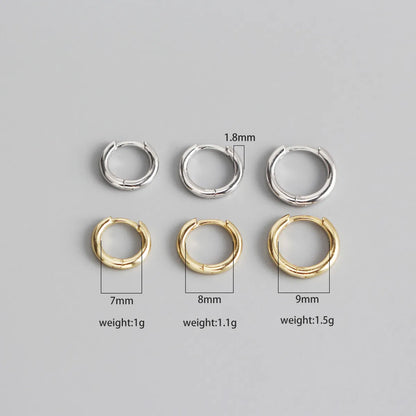 S925 Sterling Silver Circle Glossy Stacking Earrings Wholesale Nihaojewelry