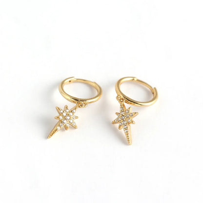 S925 Sterling Silver Eight-pointed Star Diamond Earrings