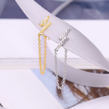 S925 Sterling Silver Fashion Creative Simple Diverse Tassel Female Ear Clip Drop Earrings