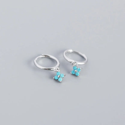 S925 Sterling Silver Geometric Diamond Flower Earrings Wholesale Nihaojewelry