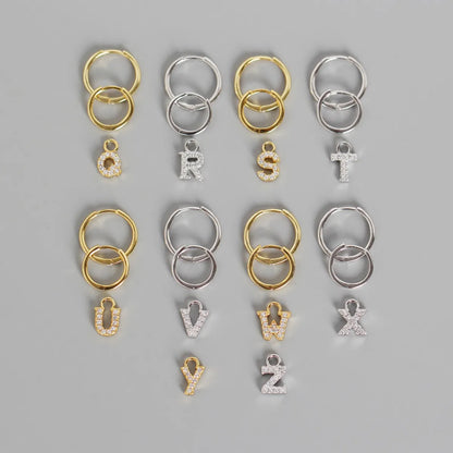 S925 Sterling Silver Geometric English Letters Diamond Earrings Wholesale Gooddiy