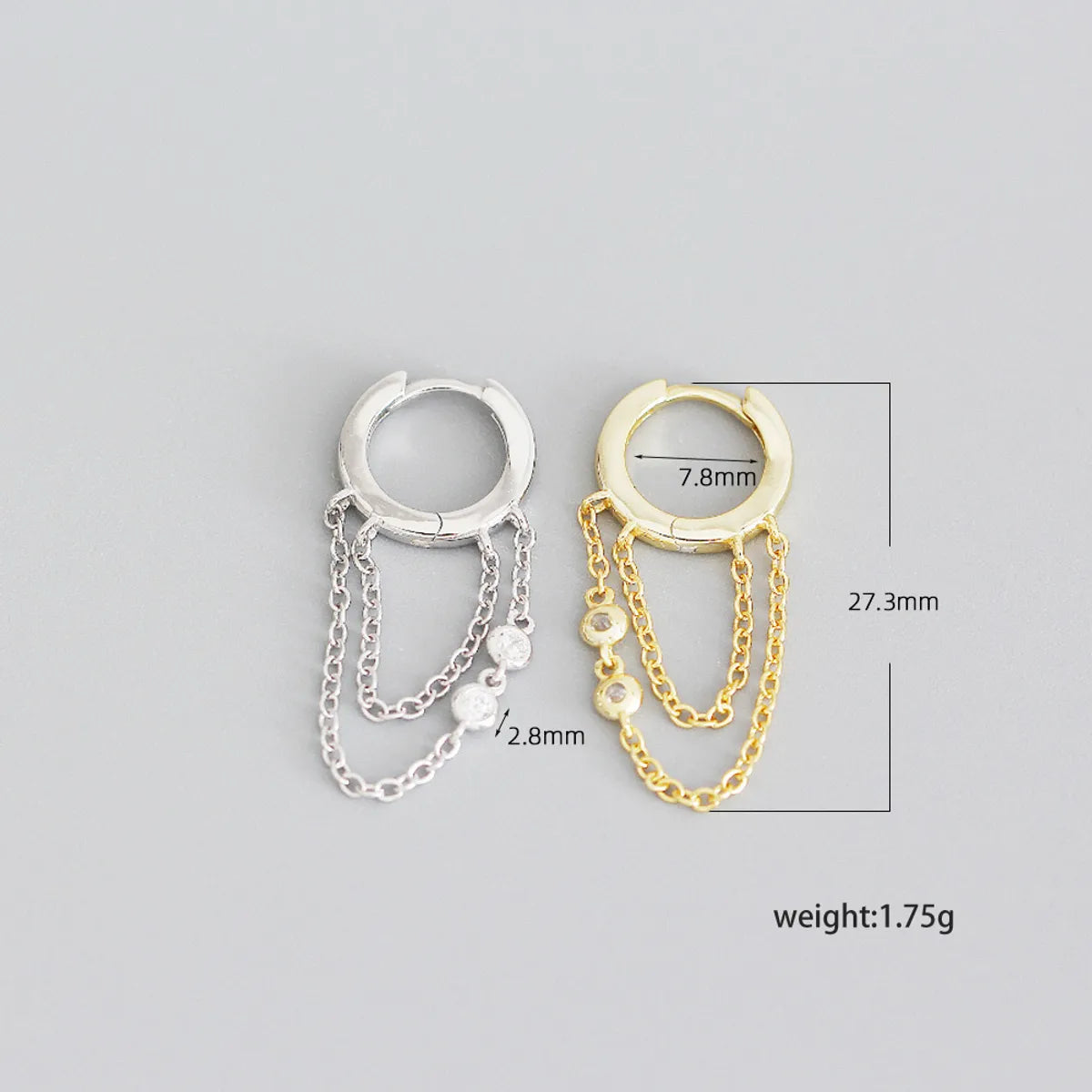 Yhe0270 Europe And America Cross Border Hot Sale S925 Sterling Silver Ins Geometric Hipster Tassel Diamond All-match Ear Clip Earrings