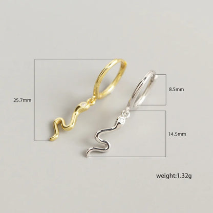 Yhe0229 Yihua European And American Entry Lux S925 Sterling Silver Ins Golden Snake-Shaped Earclip Earrings Versatile Earrings