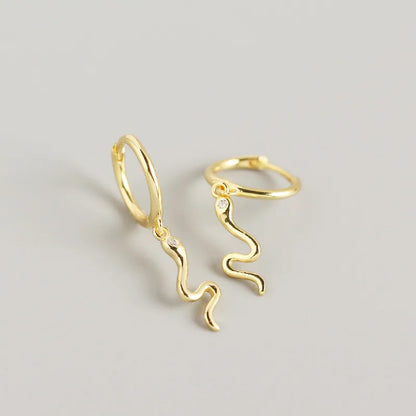 Yhe0229 Yihua European And American Entry Lux S925 Sterling Silver Ins Golden Snake-Shaped Earclip Earrings Versatile Earrings