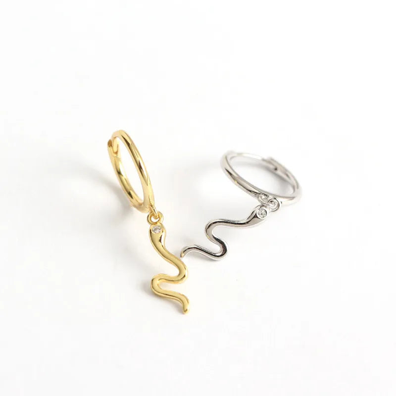 Yhe0229 Yihua European And American Entry Lux S925 Sterling Silver Ins Golden Snake-Shaped Earclip Earrings Versatile Earrings