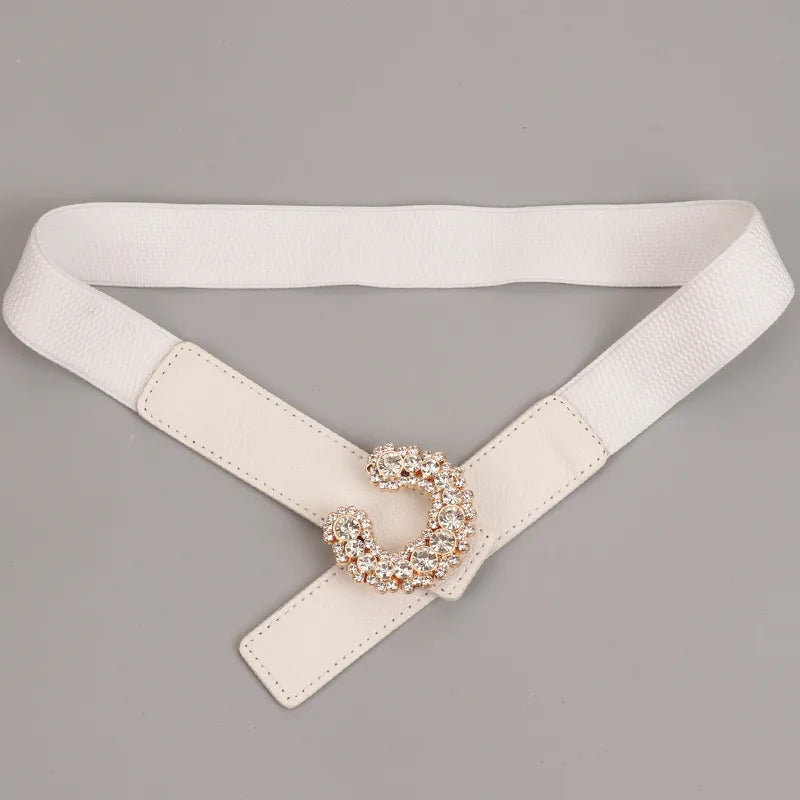 Semi-Oval Diamond-Encrusted Thin Belt Women'S Girdle With Skirt Elastic Belt