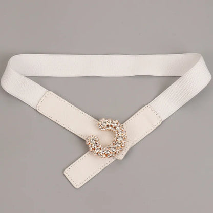 Semi-Oval Diamond-Encrusted Thin Belt Women'S Girdle With Skirt Elastic Belt