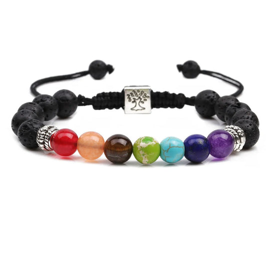 Seven Chakra Woven Balance Beads Yoga Tree Of Life Bracelet