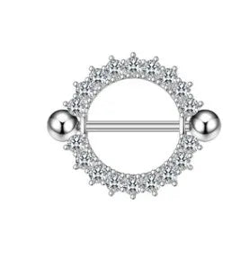 Sexy Cherry Eye Stainless Steel Copper Plating Inlay Zircon White Gold Plated Gold Plated Nipple Ring