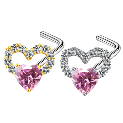 Sexy Cross Heart Shape Butterfly Stainless Steel Titanium Copper Plating Inlay Zircon White Gold Plated Gold Plated Nose Studs