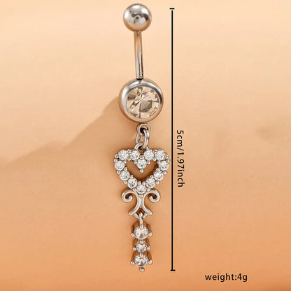 Sexy Flower Stainless Steel Diamond Rhinestone Belly Ring 1 Piece