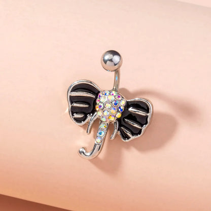 Sexy Flower Stainless Steel Diamond Rhinestone Belly Ring 1 Piece