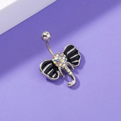 Sexy Flower Stainless Steel Diamond Rhinestone Belly Ring 1 Piece