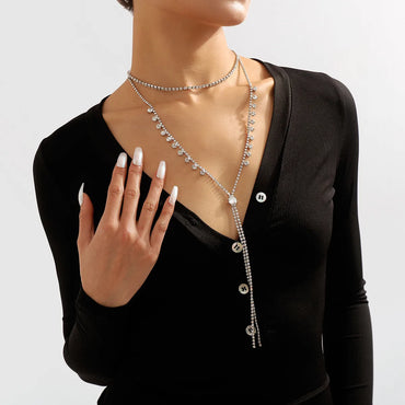 Sexy Modern Style Simple Style Tassel Rhinestone Women'S Long Necklace