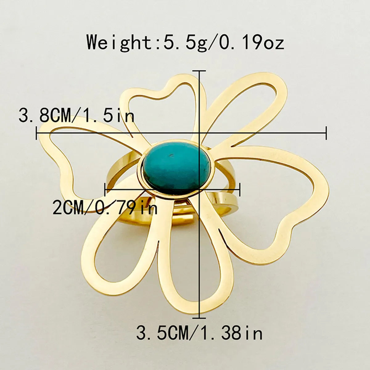 Sexy Romantic Sweet Flower Stainless Steel Plating Inlay Natural Stone Gold Plated Open Rings