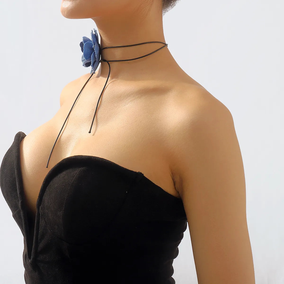 Sexy Rose Denim Handmade Women'S Choker