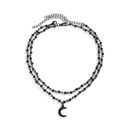 Sexy Simple Style Cool Style Irregular Moon Tassel Alloy Layered Women's Necklace