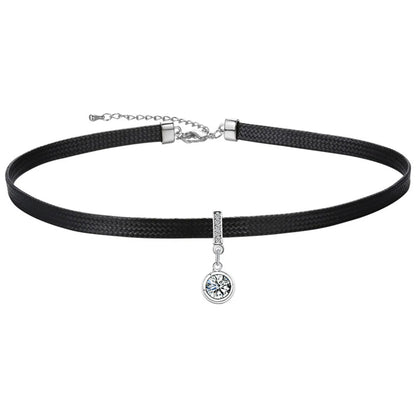 Sexy Simple Style Geometric Pu Leather Alloy Inlay Artificial Pearls Rhinestones Zircon Women's Choker