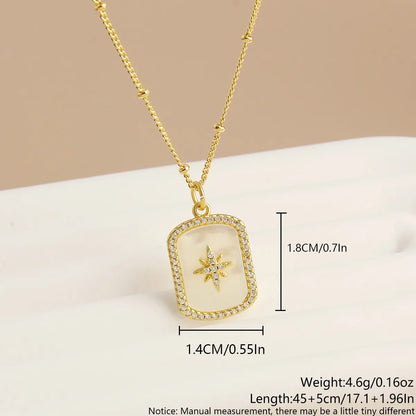 Shell Copper 18K Gold Plated Basic Commute Plating Inlay Devil'S Eye Palm Lightning Zircon Pendant Necklace