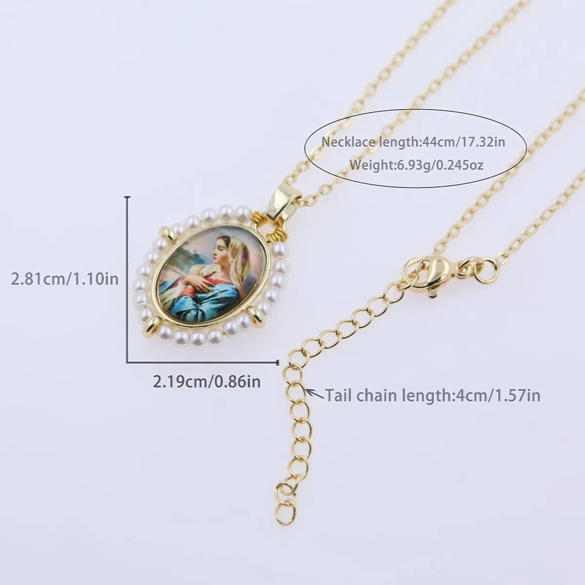 Shell Copper 18K Gold Plated Portrait Pendant Necklace