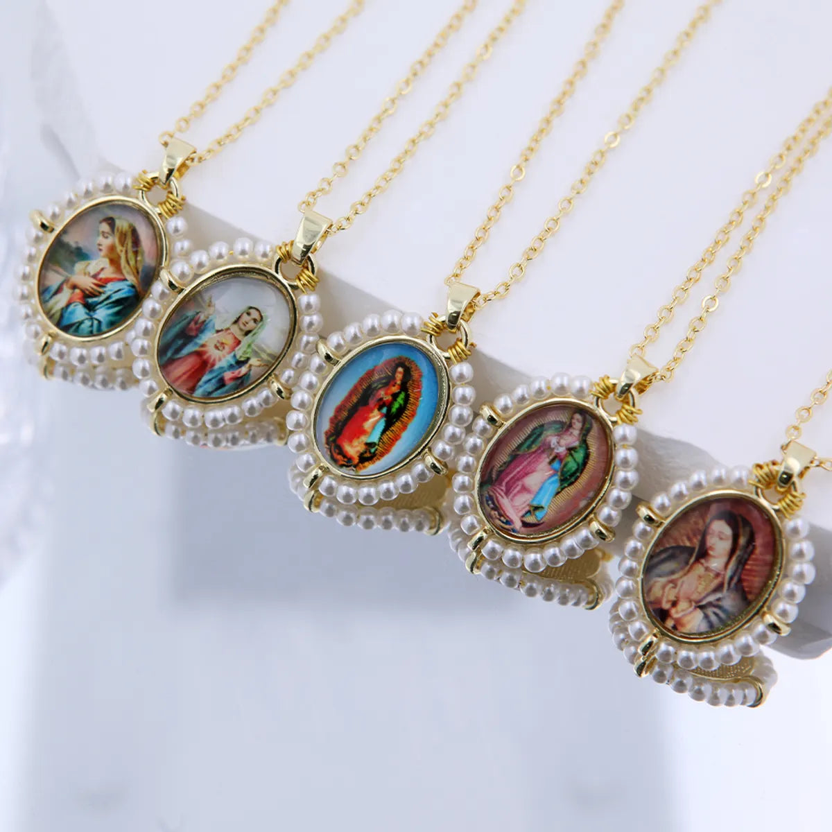 Shell Copper 18K Gold Plated Portrait Pendant Necklace