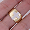 Shell Copper 18K Gold Plated White Gold Plated Simple Style Shiny Metallic Inlay Cross Shell Wide Band Rings Open Rings