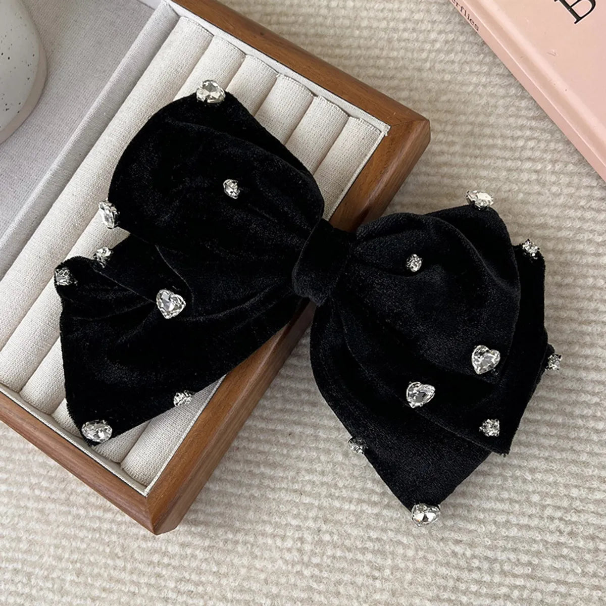 Shiny Bow Knot Cloth Inlay Rhinestones Hair Clip