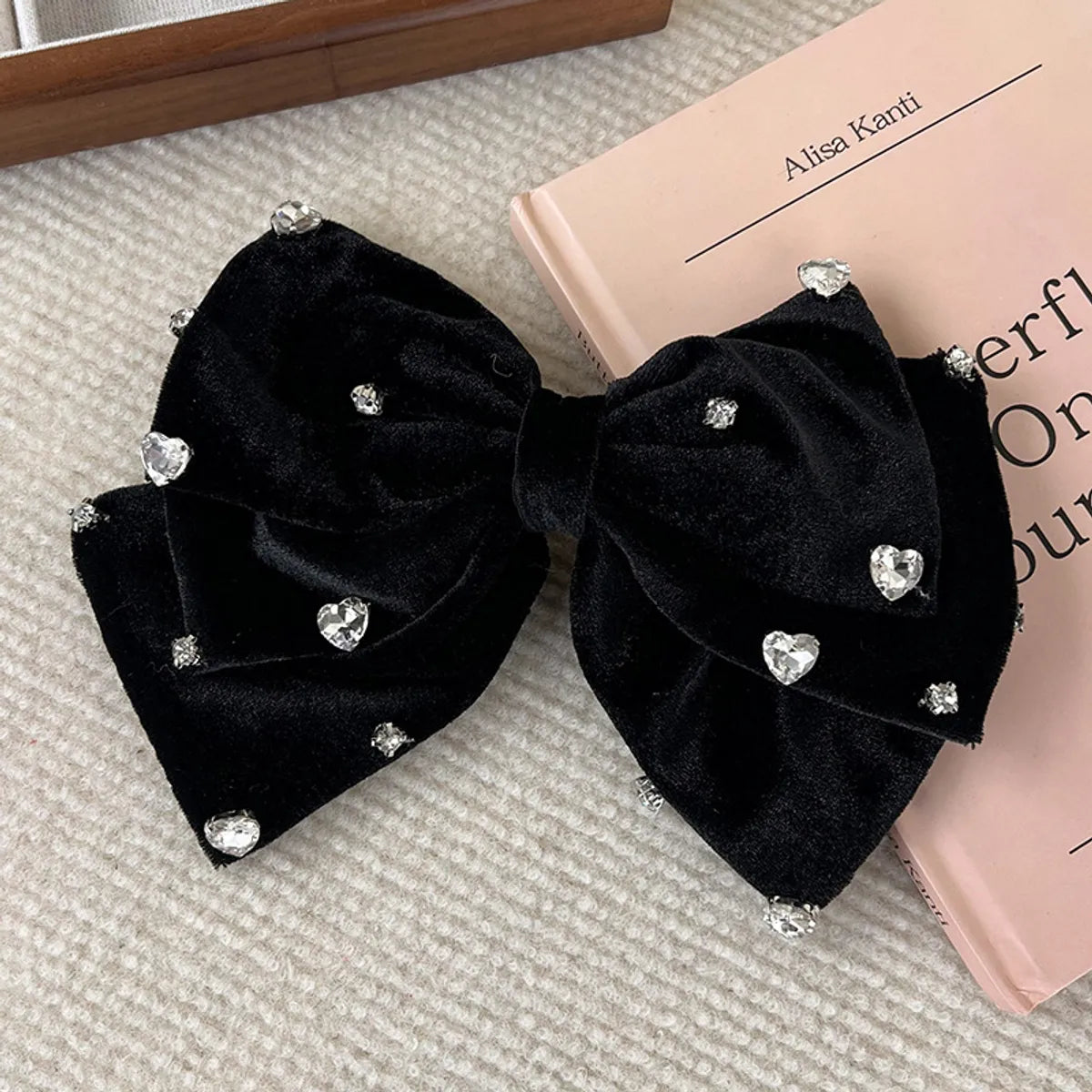 Shiny Bow Knot Cloth Inlay Rhinestones Hair Clip