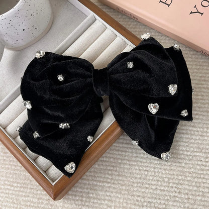 Shiny Bow Knot Cloth Inlay Rhinestones Hair Clip