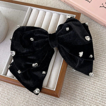 Shiny Bow Knot Cloth Inlay Rhinestones Hair Clip