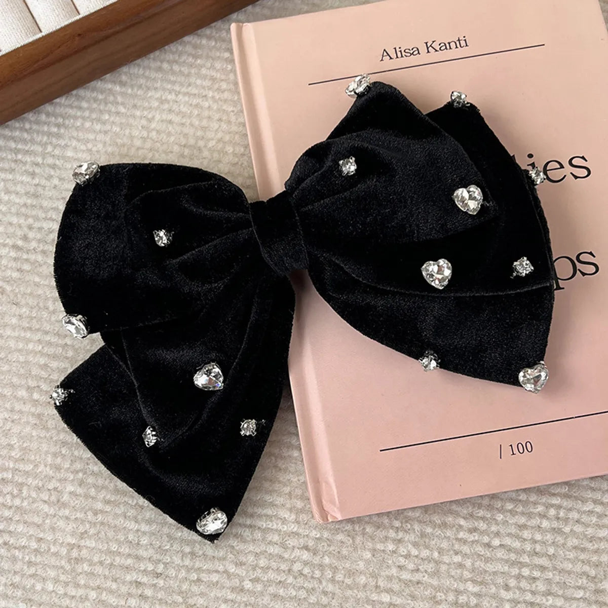 Shiny Bow Knot Cloth Inlay Rhinestones Hair Clip