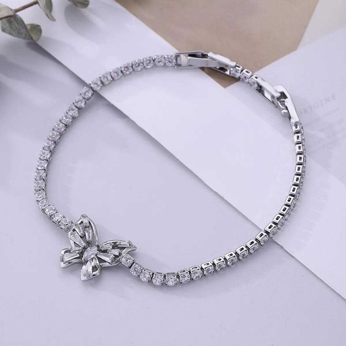 Shiny Butterfly Stainless Steel Hollow Out Inlay Zircon Bracelets