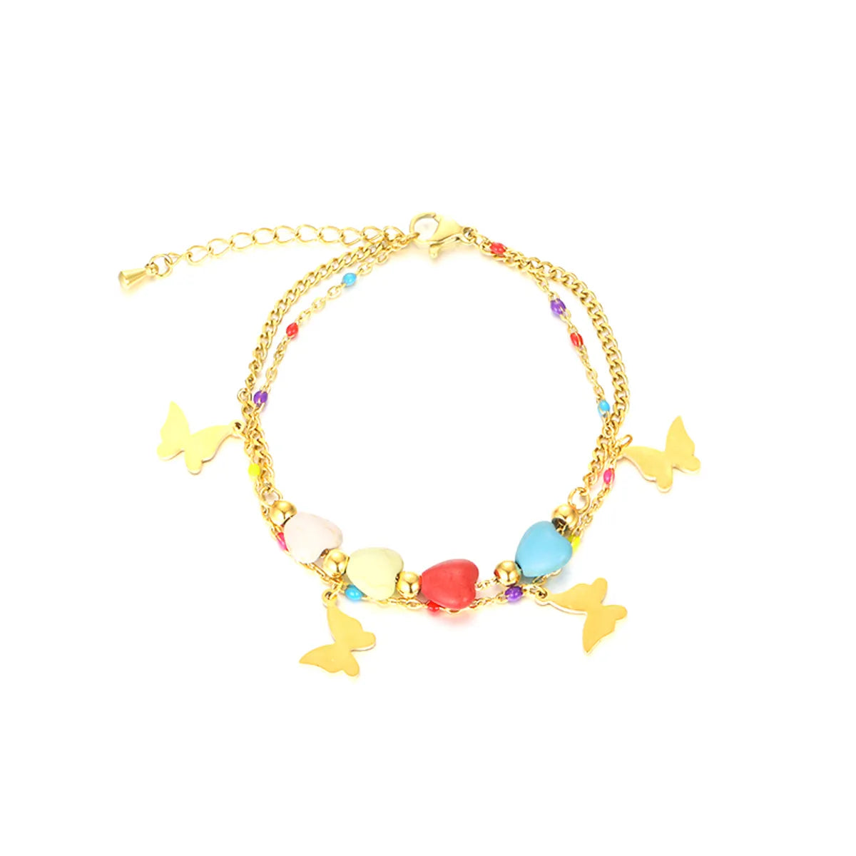 Shiny Butterfly Stainless Steel Layered Plating 18k Gold Plated Bracelets