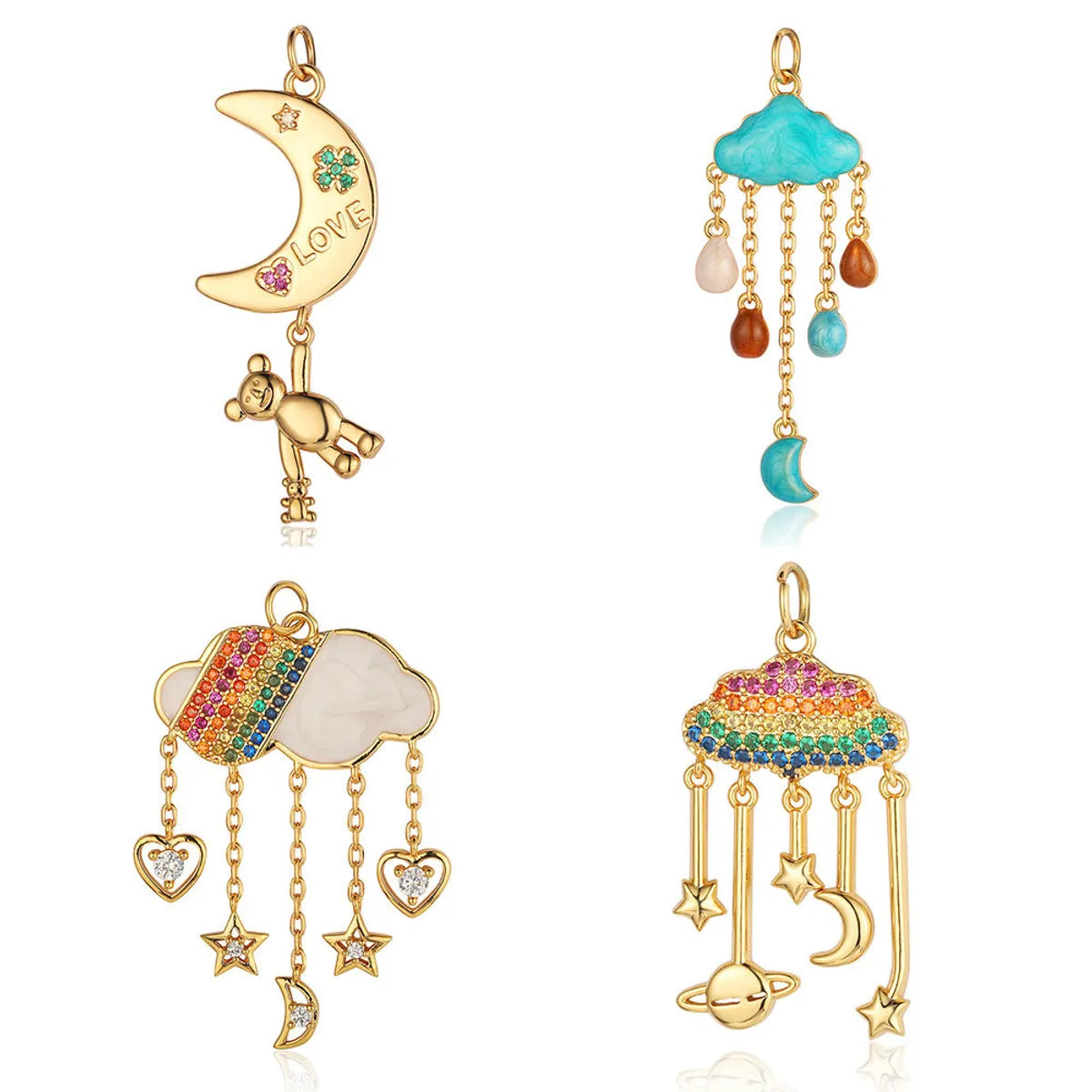 Shiny Clouds Tassel Copper Plating Inlay Zircon 18k Gold Plated Charms Jewelry Accessories