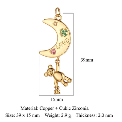 Shiny Clouds Tassel Copper Plating Inlay Zircon 18k Gold Plated Charms Jewelry Accessories