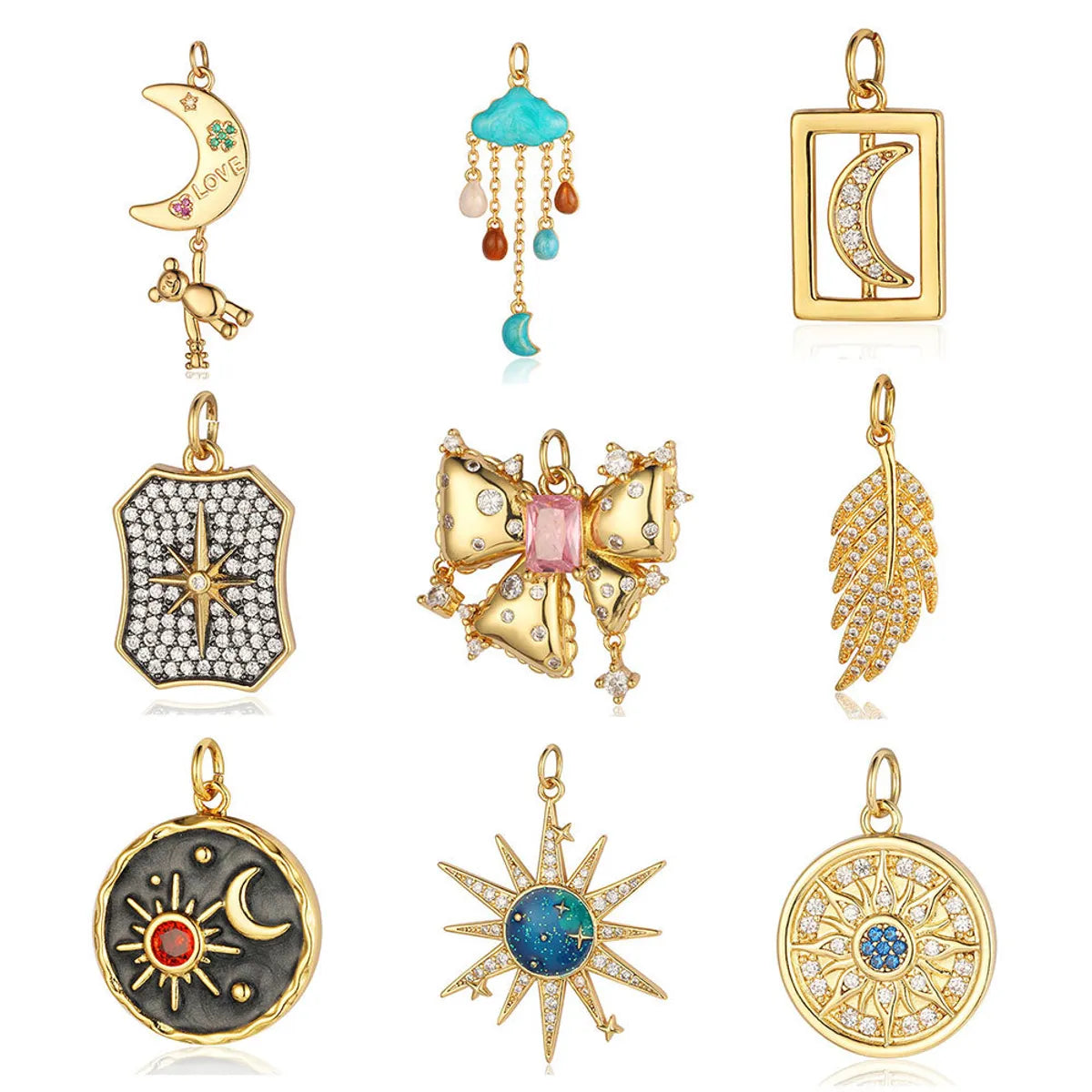 Shiny Clouds Tassel Copper Plating Inlay Zircon 18k Gold Plated Charms Jewelry Accessories