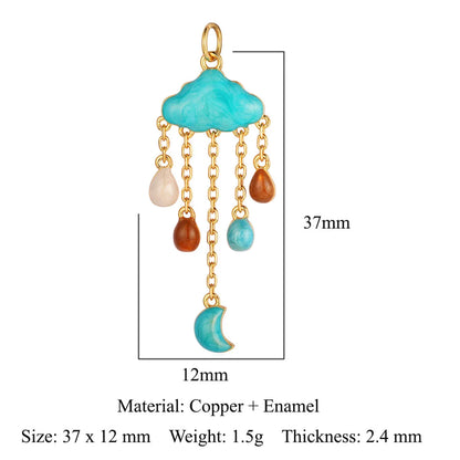 Shiny Clouds Tassel Copper Plating Inlay Zircon 18k Gold Plated Charms Jewelry Accessories