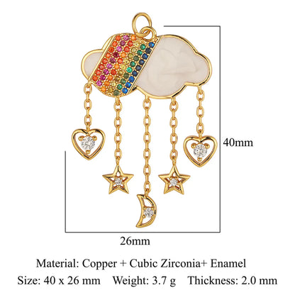 Shiny Clouds Tassel Copper Plating Inlay Zircon 18k Gold Plated Charms Jewelry Accessories